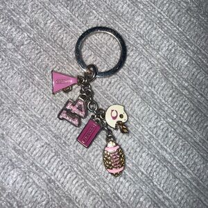 COACH PINK GIRL CHEERLEADER FOOTBALL MIX KEY CHAIN Bag CHARM **Preloved 💕
